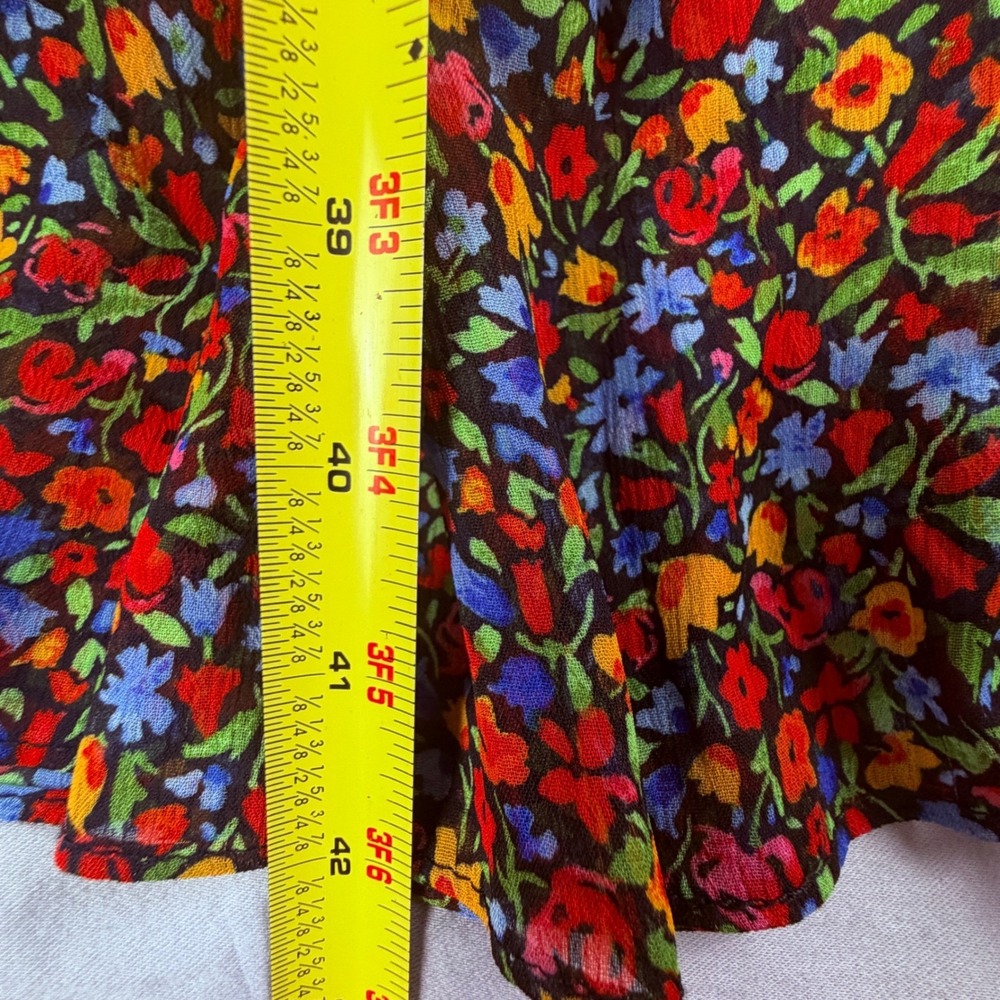 Tommy Hilfiger Women 8 Black Multicolor Floral Tiered Midi Dress Cottagecore - Picture 13 of 13